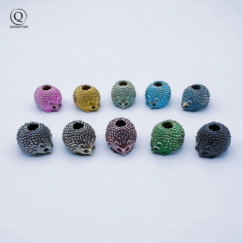 Cute hedgehog Brass Knife Beads Punk EDC Outdoor DIY Paracord Woven Bracelet Accessories Lanyard Pendants Flashlight Hangings