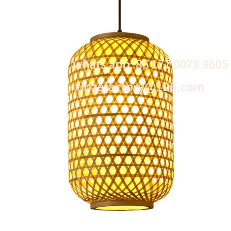 

Customizable Bamboo lanterns retro style bamboo weaving custom printing lampshade Chinese hot pot shop outdoor bamboo art