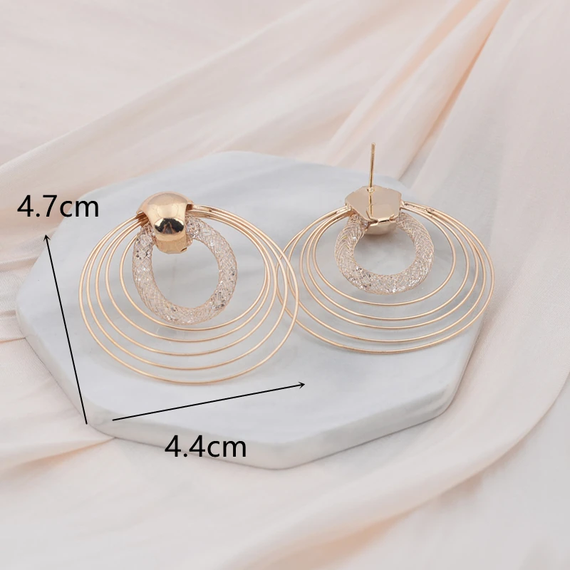 Big Round Multilayer Circles Drop Earrings Wire Spiral Geometric Metal Exaggerated Wedding Party Jewelry Pendientes