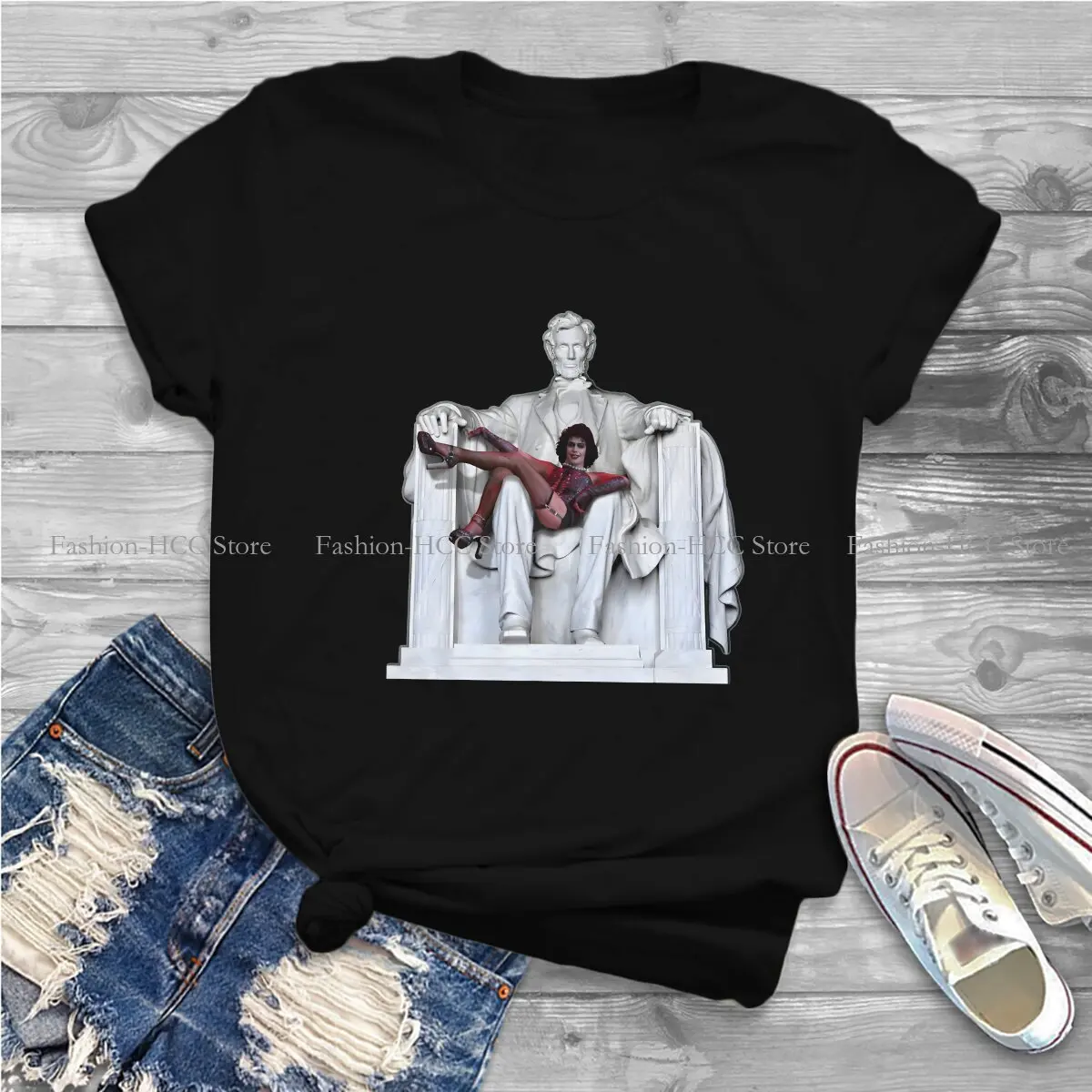 Frank Furter At The Lincoln Memorial Casual Polyester TShirt The Rocky Horror Picture Show Printing Tops Leisure T Shirt Female