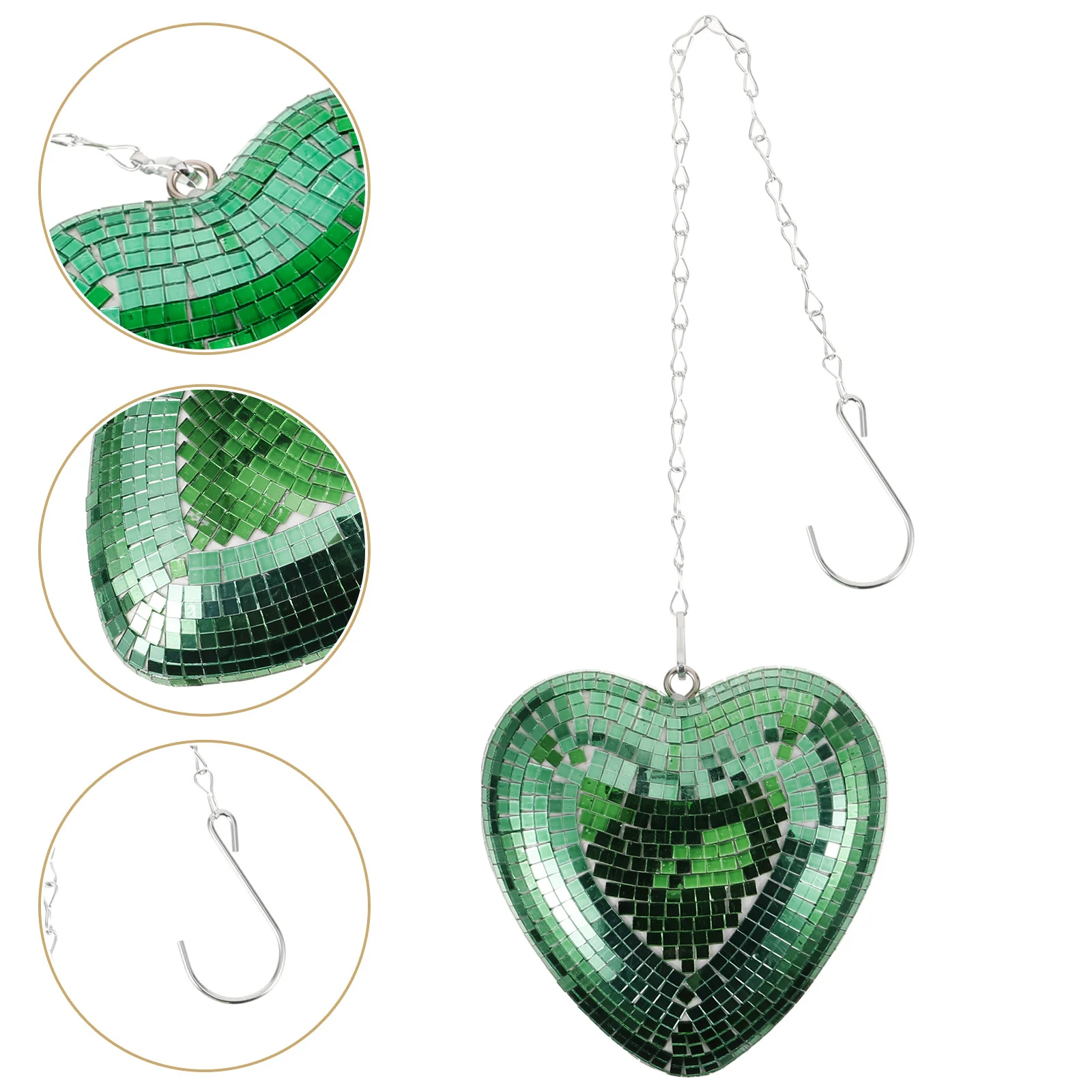 

St Patrick's Day Glass Disco Ball Heart Shaped Party Decoration Reflective Hanging Pendant for Home Bar Ktv Hanging Disco Balls