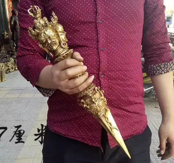 

Chinese Tibetan Buddhism 47cm Copper Monk Dharma Puba Zen Tradition