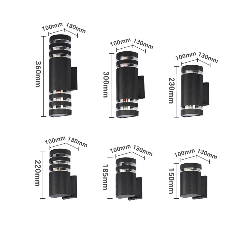 야외 실린더 LED 벽 램프 아크릴 방수 IP65 GU10/E27, 위 아래 거리 돌출 정원 게이트 현관 경로 장식 벽 조명