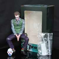 24cm Joker Heath Ledger Action Figure Sitting Green Suit Handheld Joker Mask Car Doll Desktop Decoration Model Toy Children Gift