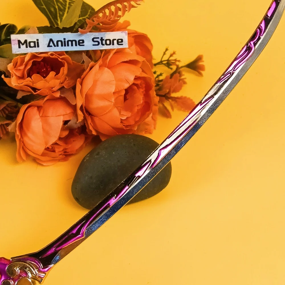 Genshin Katana – sabre de samouraï Original, 8.6 pouces, véritable Katana Raiden Shogun Ninja, couteau en métal damas, épée non tranchante, jouet cadeau