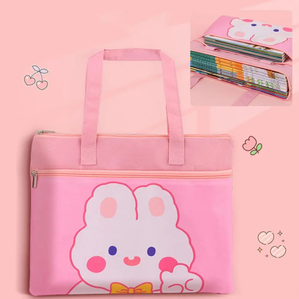 Lovely File Storage Pouch Waterproof File Storage Bag Zipper Closure Cartoon Pattern Document Pouch  Storage