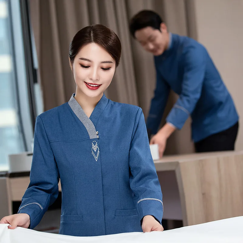 

Cleaning Work Long Sleeve Autumn and Winter Clothes Female Hotel Guest Room Cleaner Clothing Property Aunt PA Uniform Ne