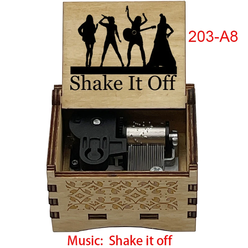 Shake it Off Handmade Wind Up Wooden Music Box for Girlfriend Boyfriend Husband Wife Christmas Gift