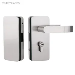 1 set of stainless steel glass door handle lock office partition frameless sliding door with handle lock including key