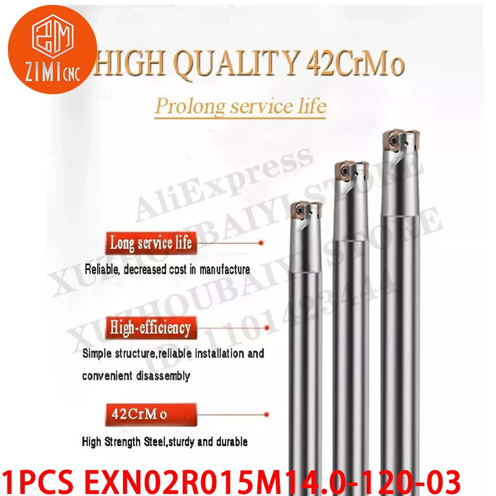 1 قطعة EXN02R015M14.0-120-03 قضيب ثقب قابل للفهرسة من فولاذ التنغستن حامل أداة الطحن الطرفي للتشغيل الخشن والطحن بتغذية عميقة 90 درجة