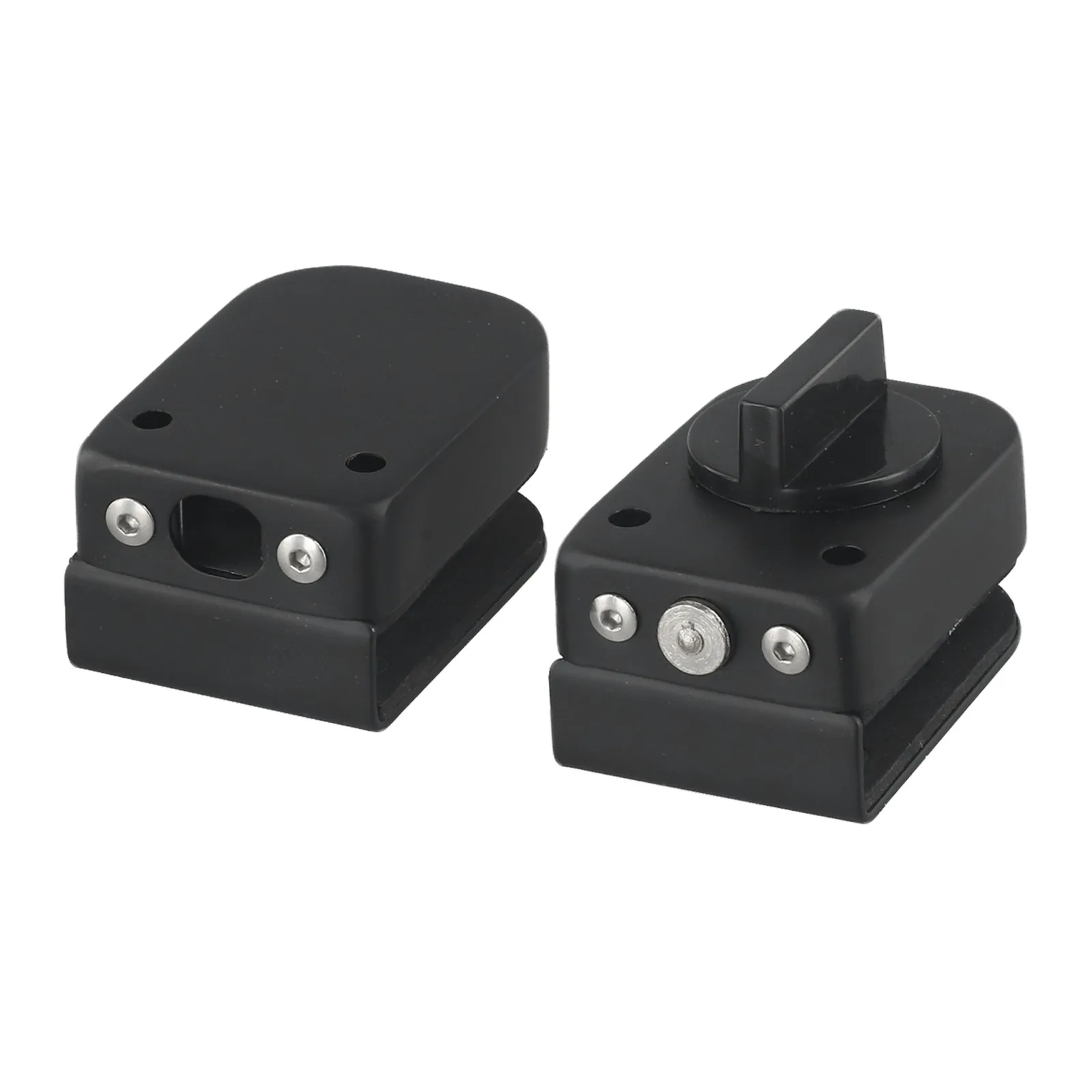 Stainless Steel Black Glass Door Lock for Frameless Doors 8mm to 12mm Thickness Sliding Latch No Drilling Needed