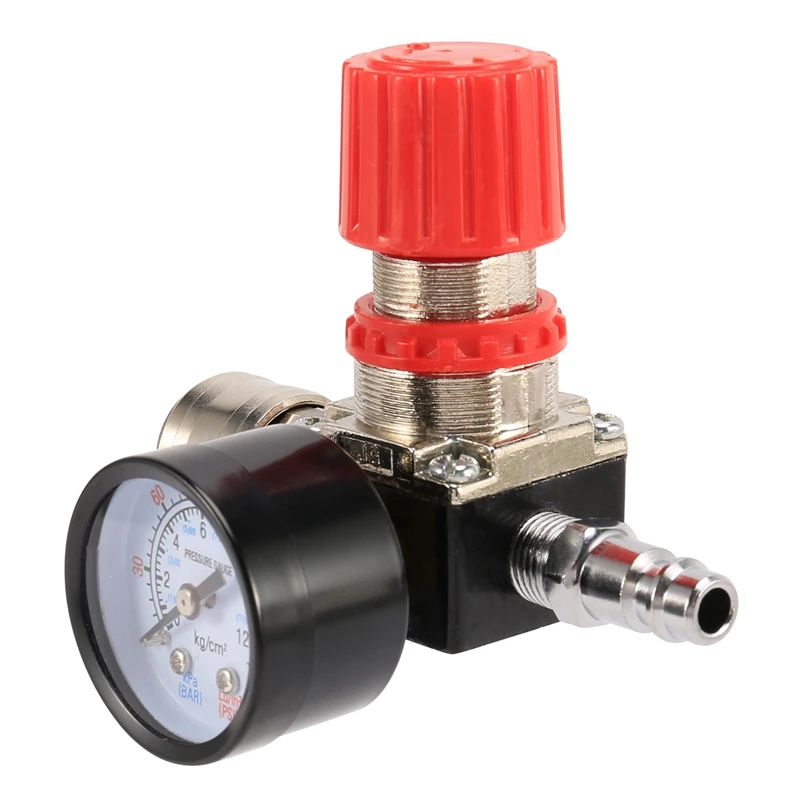 1/4Inch Pressure Regulator Air Compressor Pressure Regulator Reduction Valve 3 Holes Control Valve 12 Bar Connection