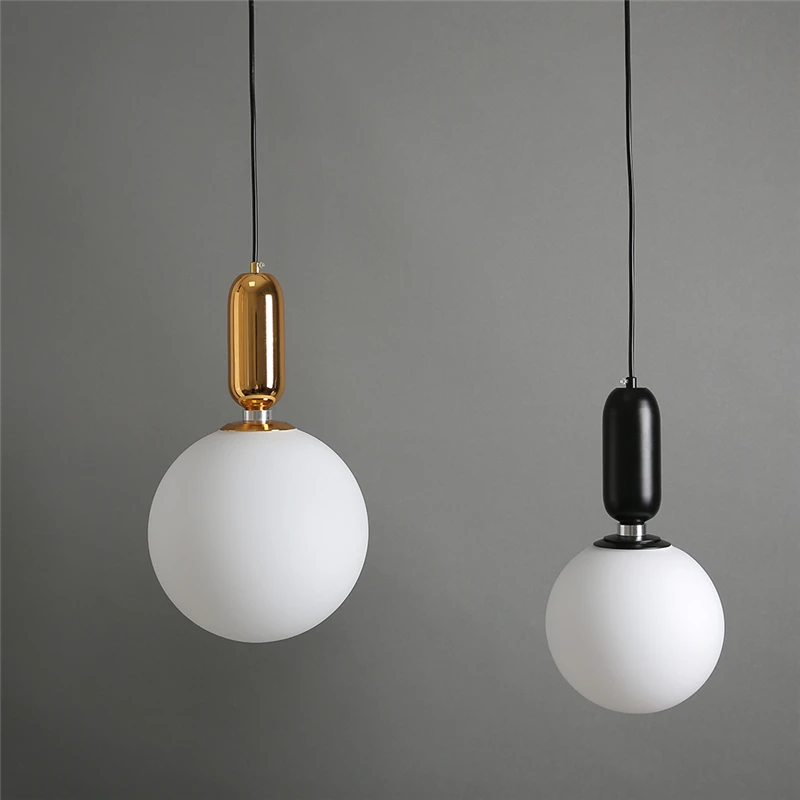 

Modern Glass Ball Pendant Lights Nordic Simple LED Indoor Lighting Home Decor Living Room Bedroom Bedside Hanging Light Fixtures