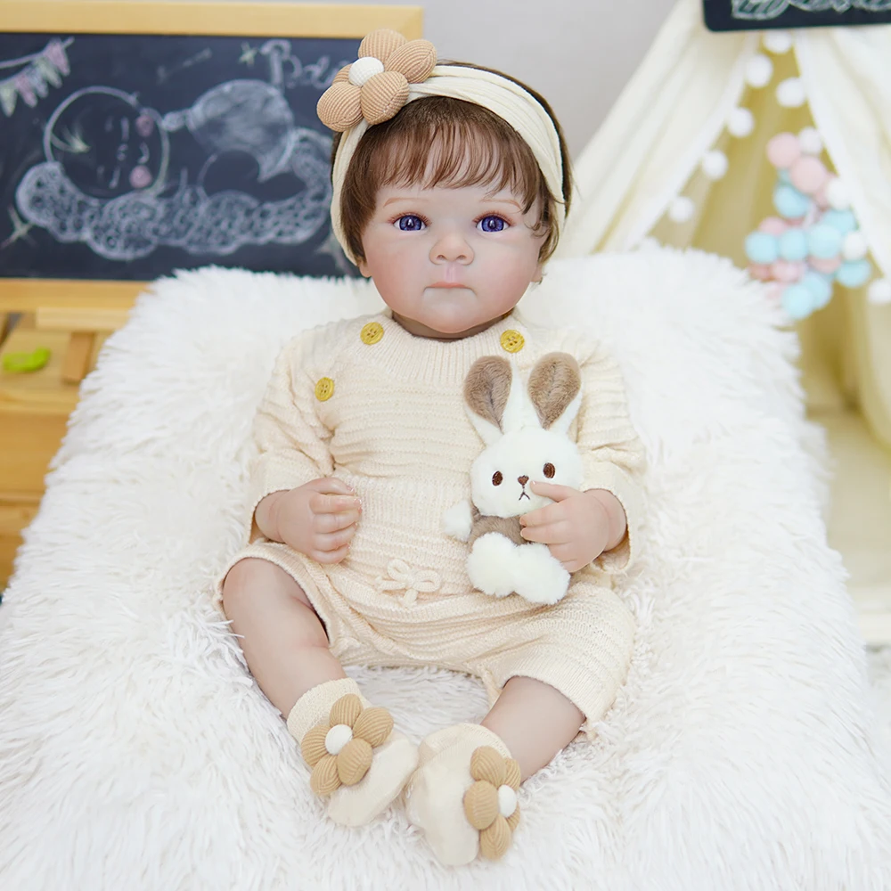 18 Inch Custom Toddler in Stock 3D Painted Skin Boneca Bebe Lifelike Newborn Silicone Vinyl Cotton Realistic Reborn Baby Dolls