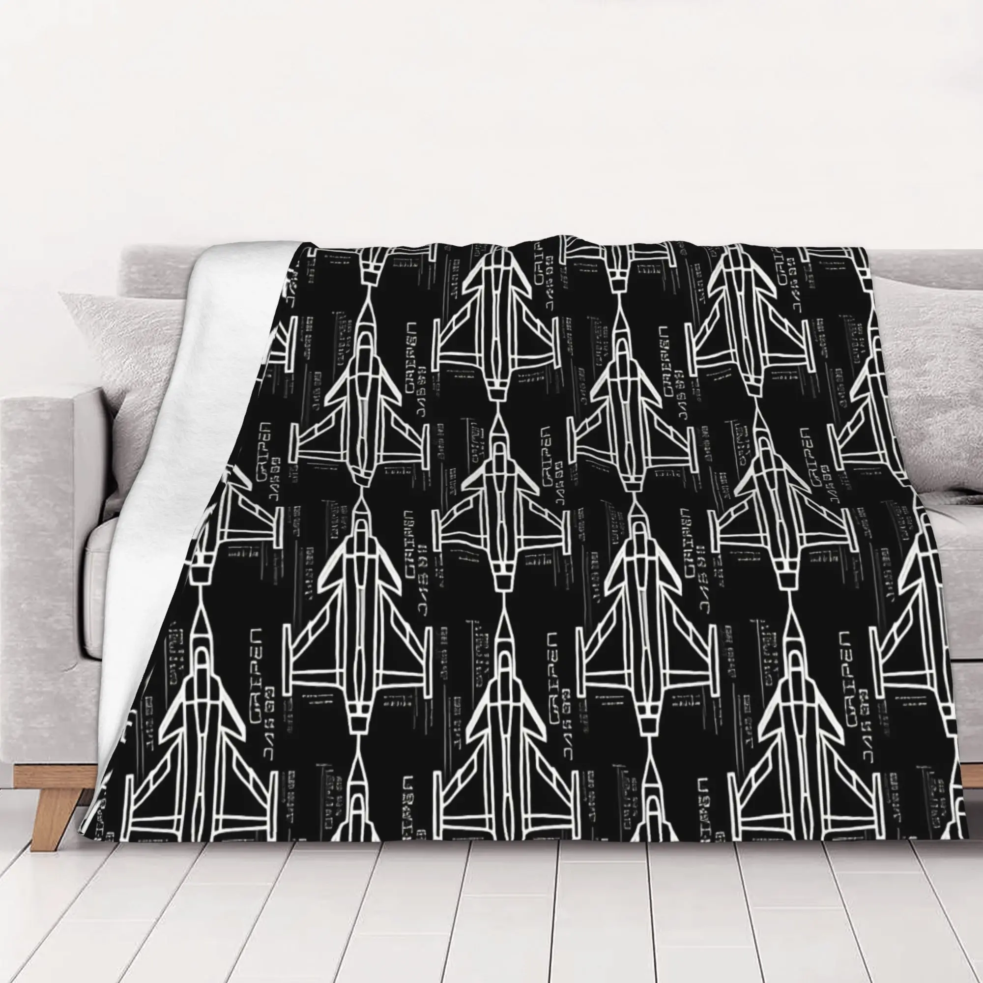1PC home Cutecore Aircraft Draw In Geometric Gripen Fighter Blanket Super Cosy Plush Home Living Room Sofa halloween