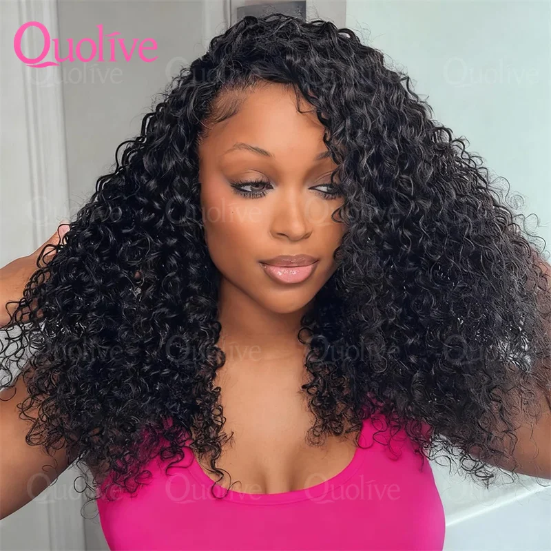 

Kinky Curly Half Wig Human Hair 250% Density Wear Go Glueless Wigs 3 In 1 Half Wigs For Women Drawstring Seamless Flip Headband