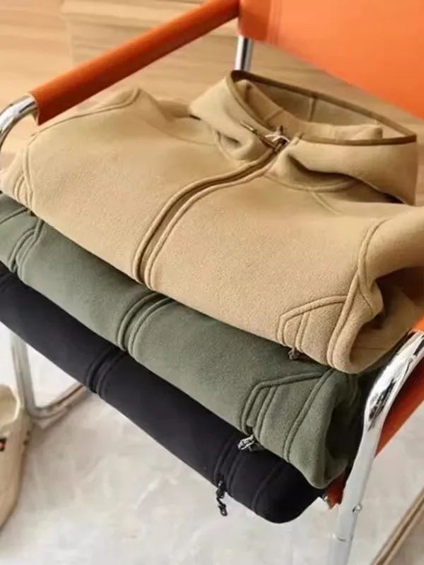 Dwustronna kurtka z kapturem dla mężczyzn, idealna na wiosnę i jesień, ciepła, wiatroodporna, codzienna, wykonana z poliestru z wewnętrzną podszewką.