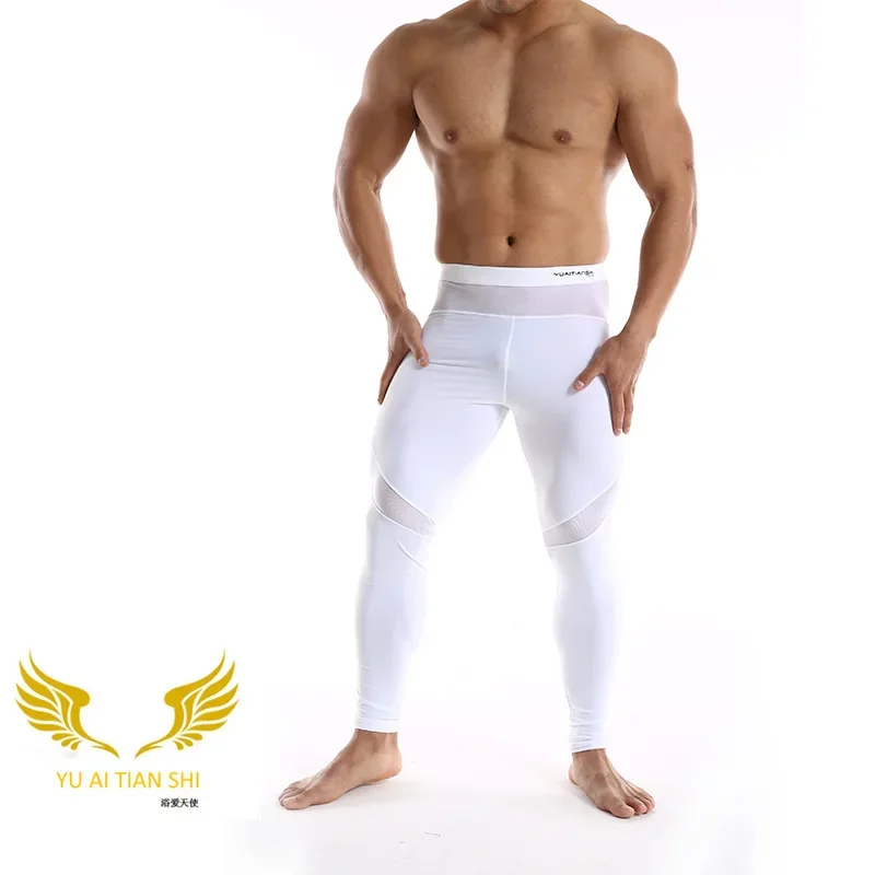 Calça de nylon meia cintura para jovens, calça casual e elegante masculina, lingerie com fundo apertado, fitness e esportes para adolescentes