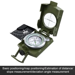 Wielofunkcyjny, precyzyjny kompas wojskowy do przetrwania na świeżym powietrzu Camping Wodoodporny metalowy z fluorescencyjnym kompasem geologicznym