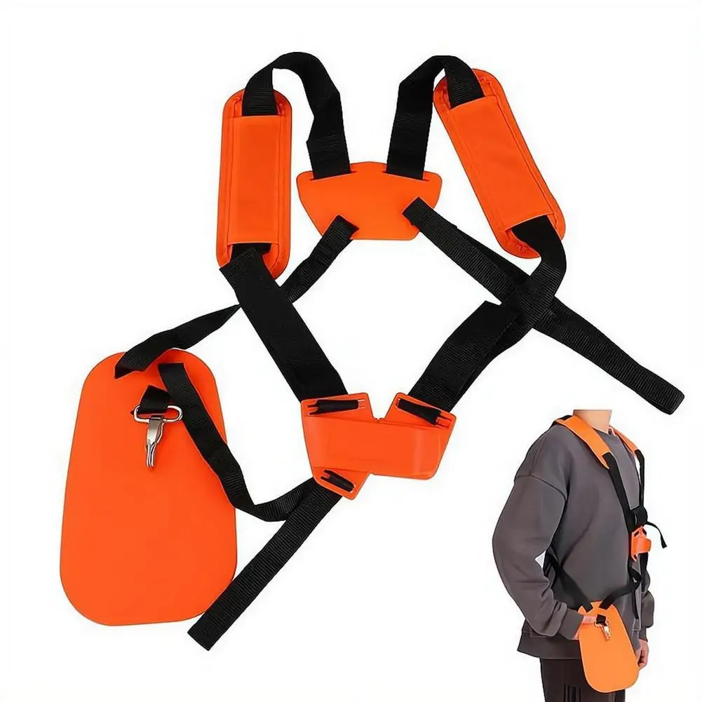 Double Shoulder Strap Grass Trimmer Brush Cutter Harness Belt Garden Power Pruner High-strength Wear-resistant Harness Orange