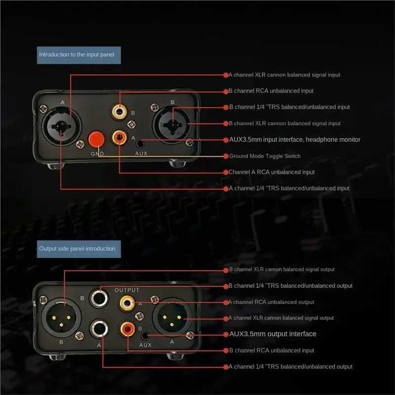 A97I-2-Channel XLR Stereo Audio Isolator Multifunctional Audio Noise Filter 2 Way Audio Isolator For Mixer Mic Live