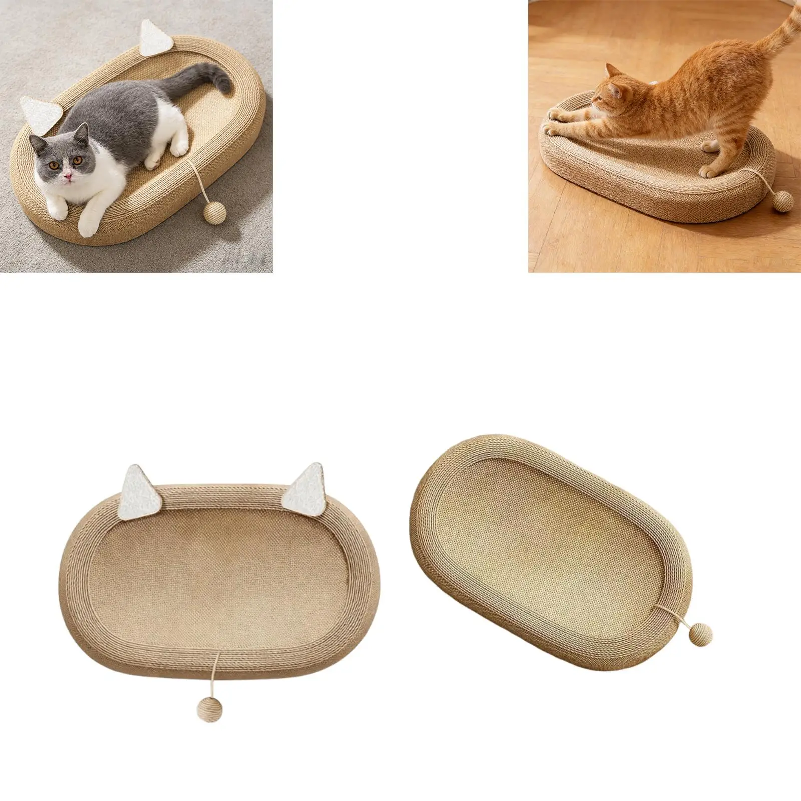 Cama rascadora ovalada de sisal para gatos – Rascador y protege muebles - imagen 4