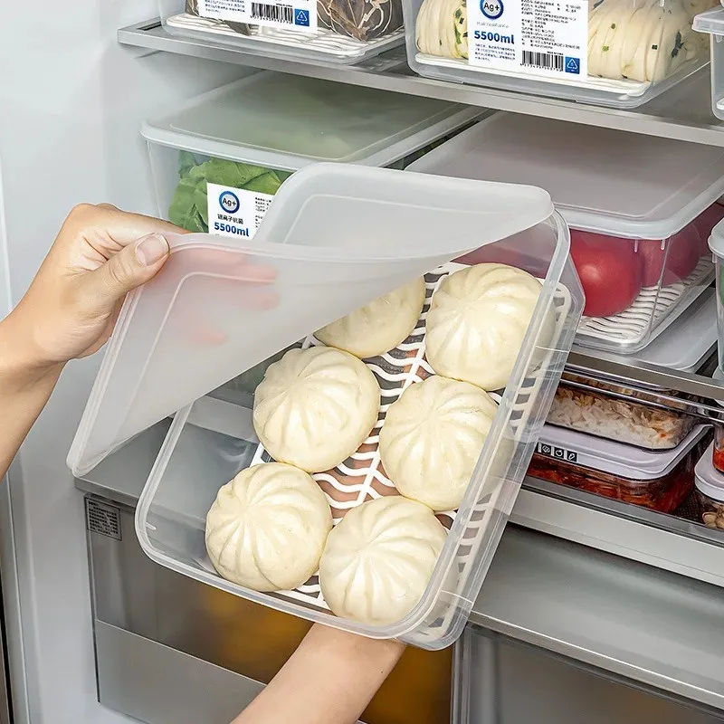 Antibacterial Fridge Freezer Food Grade Storage Box For Buns And Bread Organizer Wholehearted Polyethylene Container