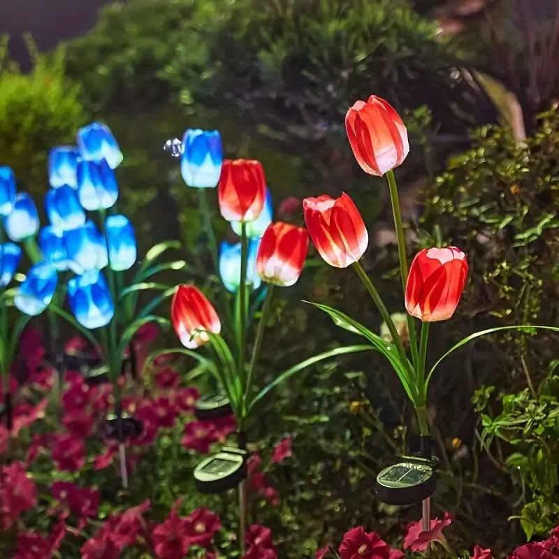 LED Solar Three Head Tulip Garden Light Outdoor Waterproof Lawn Light Courtyard Passage Landscape Decoration Home Lighting