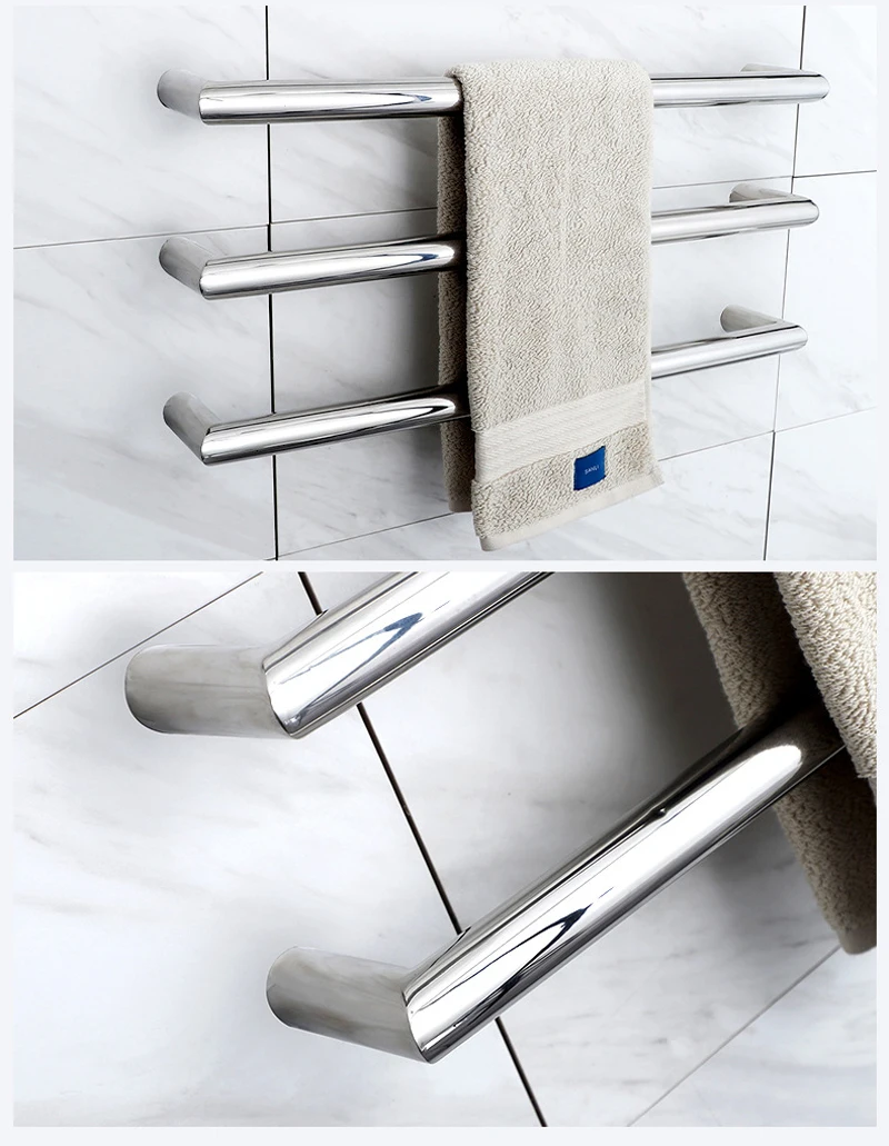 Electric Towel Rack 304 Stainless Steel 45°C Constant Temperature 5min Heated Towel Rail 632*40/32*100mm 110V/220V Towel Warmer