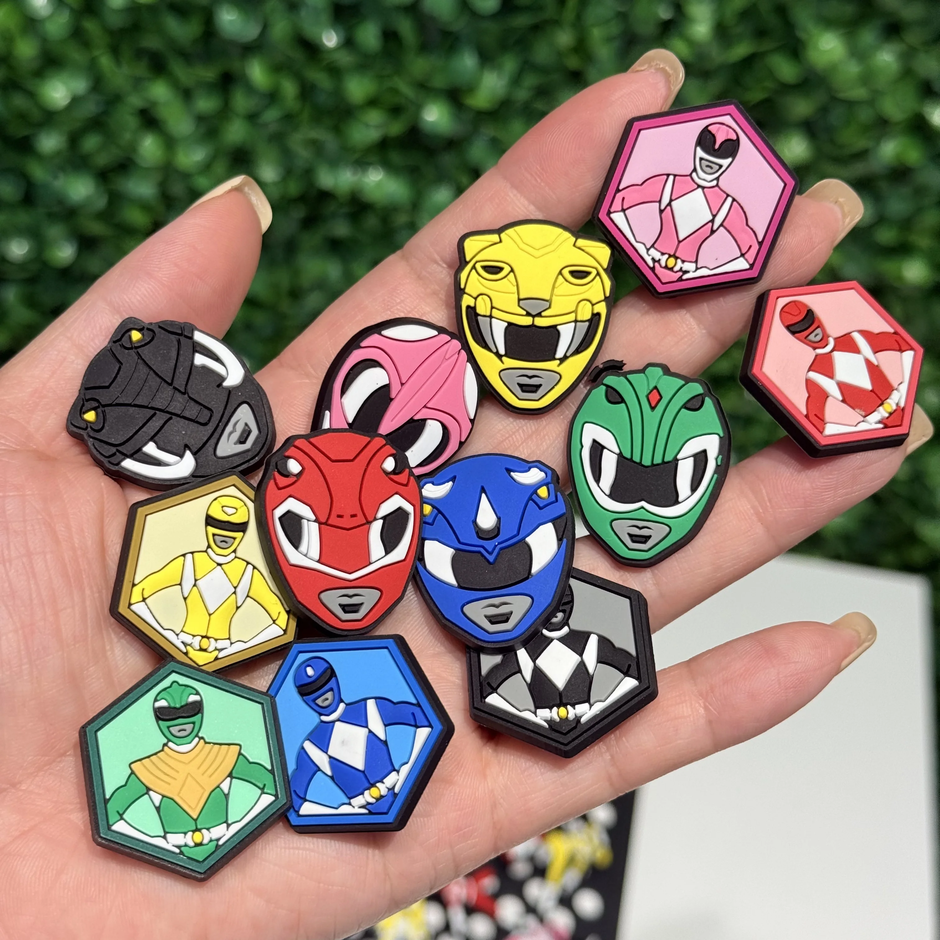 24-100Pcs/set Popular Character Helmet PVC Shoe Charms Man Warrior Clog Buckle Decorations DIY Fashion Bracelet