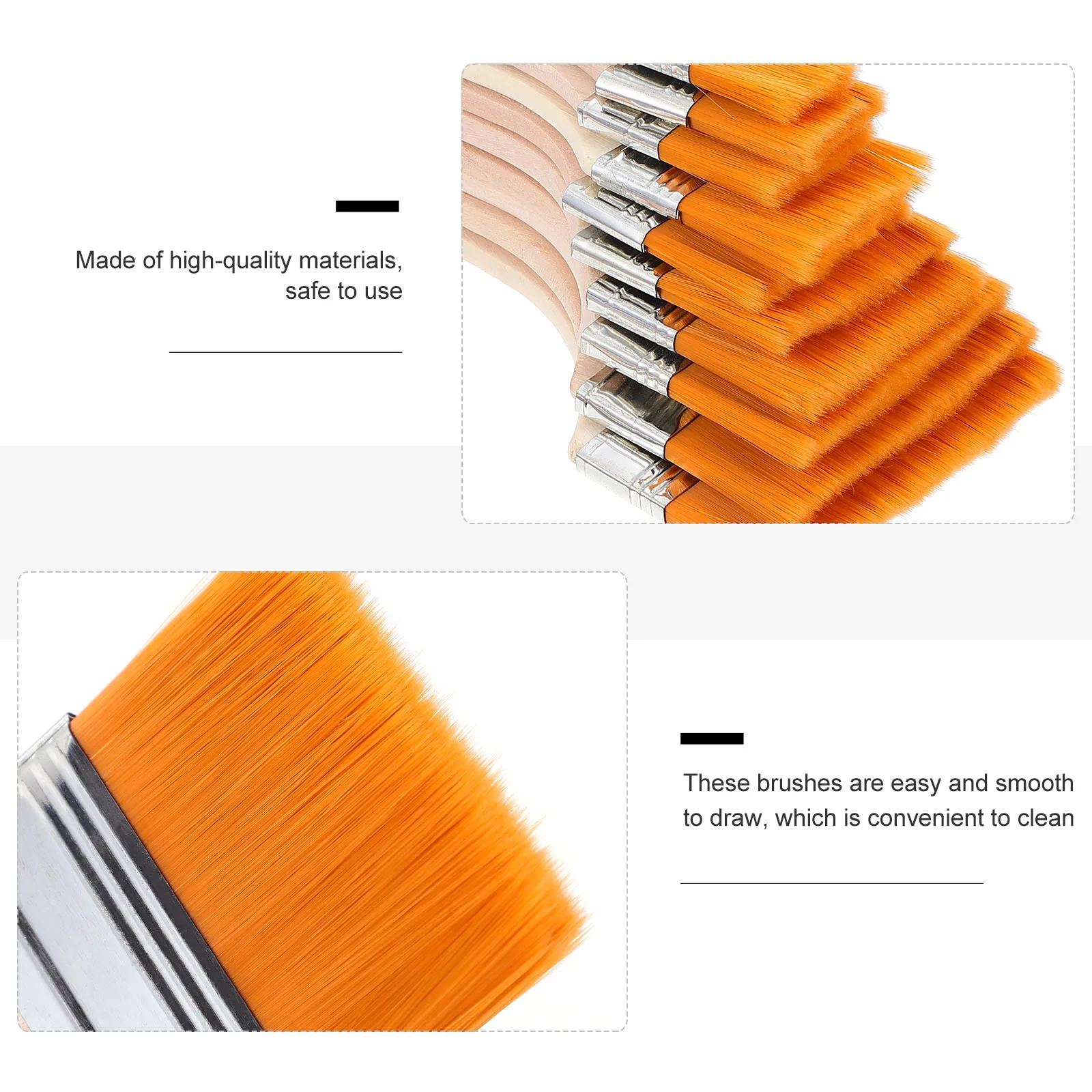 

12Pcs Nylon Hair Oil Painting Brush Set Wooden Flat DIY Paintbrush Drawing Brush Craft Art Tools for Acrylic Watercolor