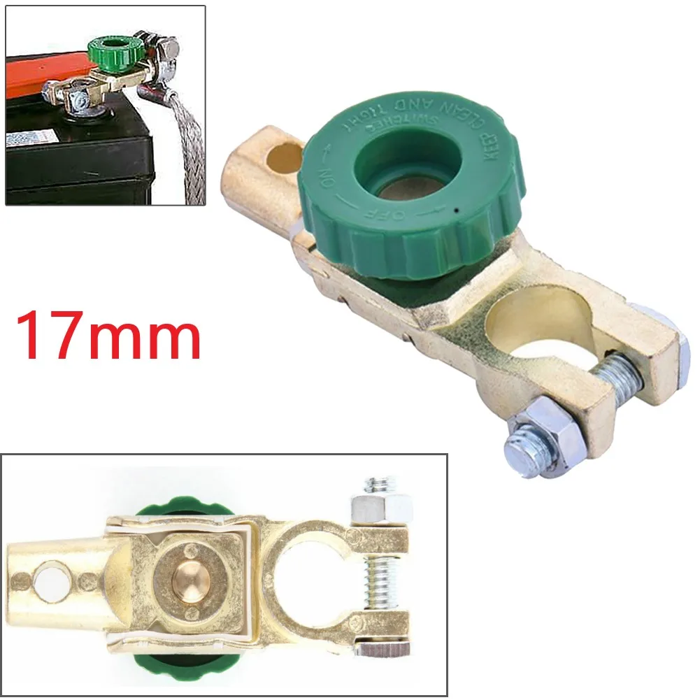 Car Anti-leakage Terminal Battery Power-off Switch Quick Cut-off Switch Rotary Disconnect Isolator 12V 24V Green 17MM