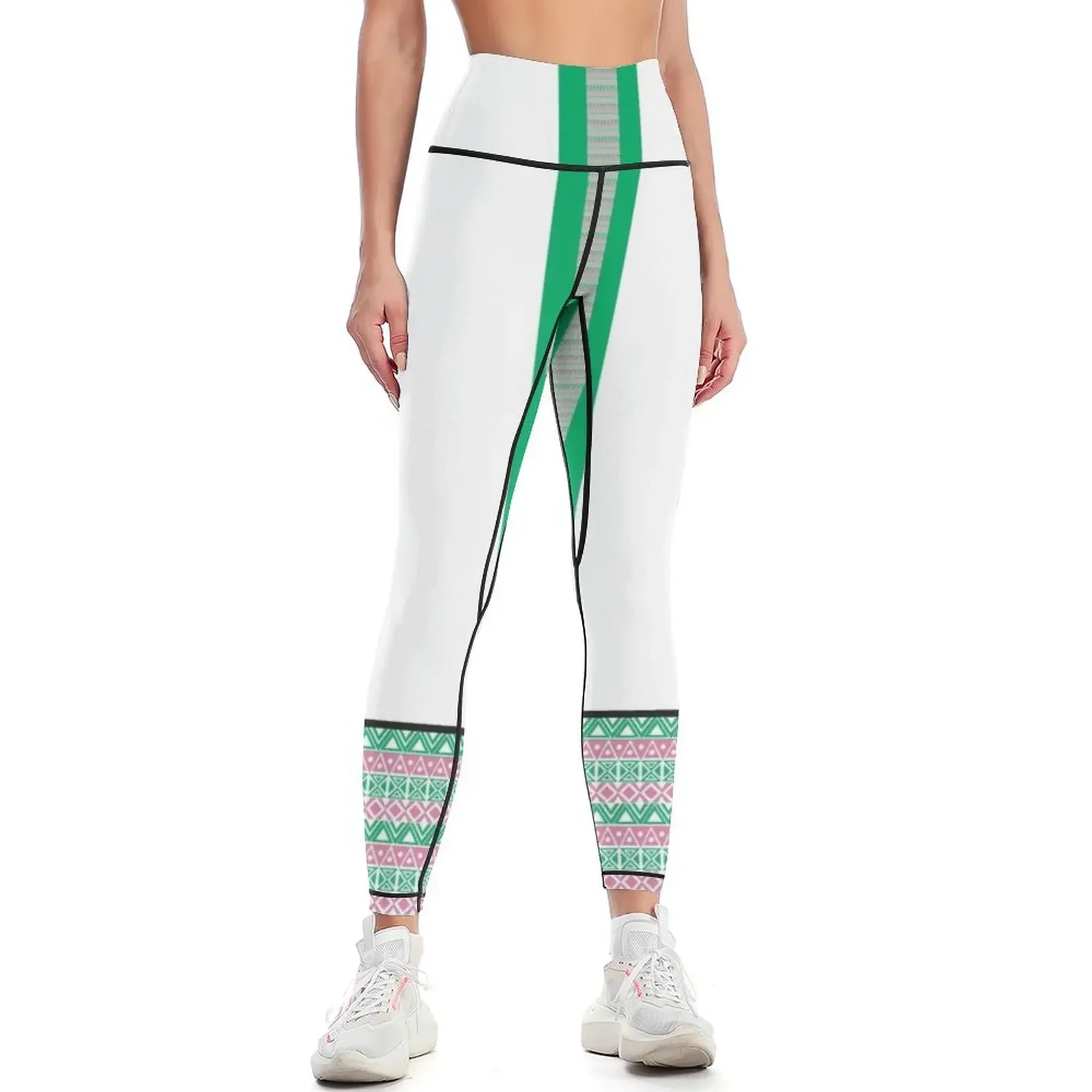 

Kente Homage in Pink and Green by HeavenNezCree Leggings gym pants Women's push up sport set legging push up Womens Leggings