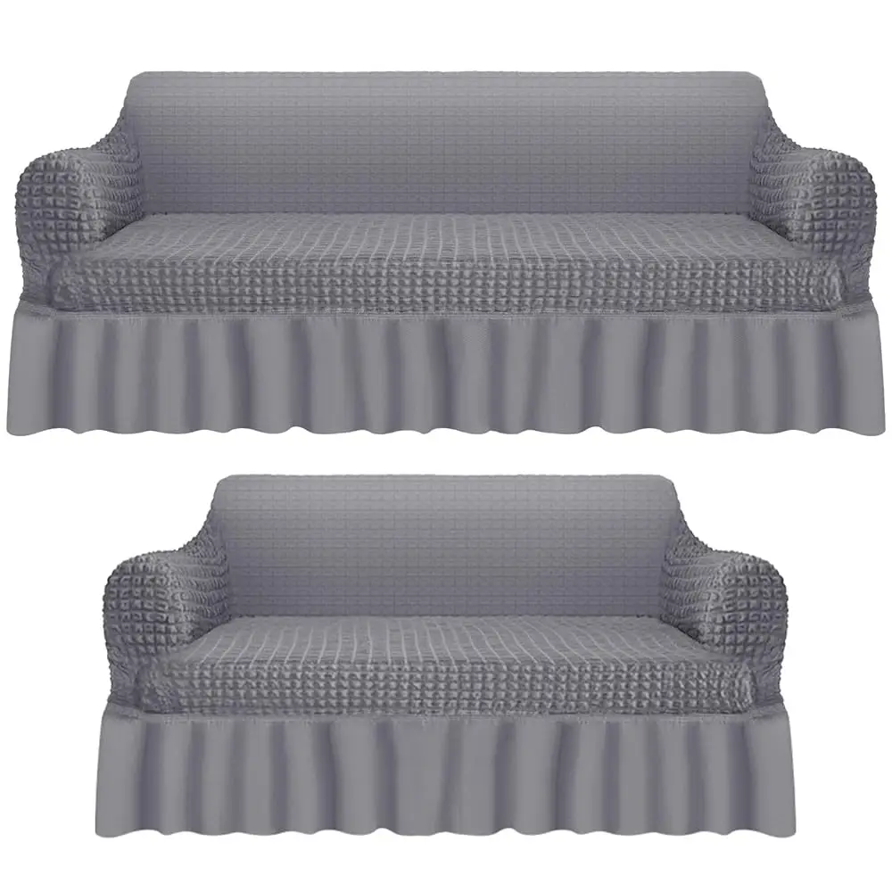 

2 Pcs Sofa Slipcover Set For Couch Cushion Couch Cover With Skirt Durable Washable High Elastic Stretchable Furniture Covers