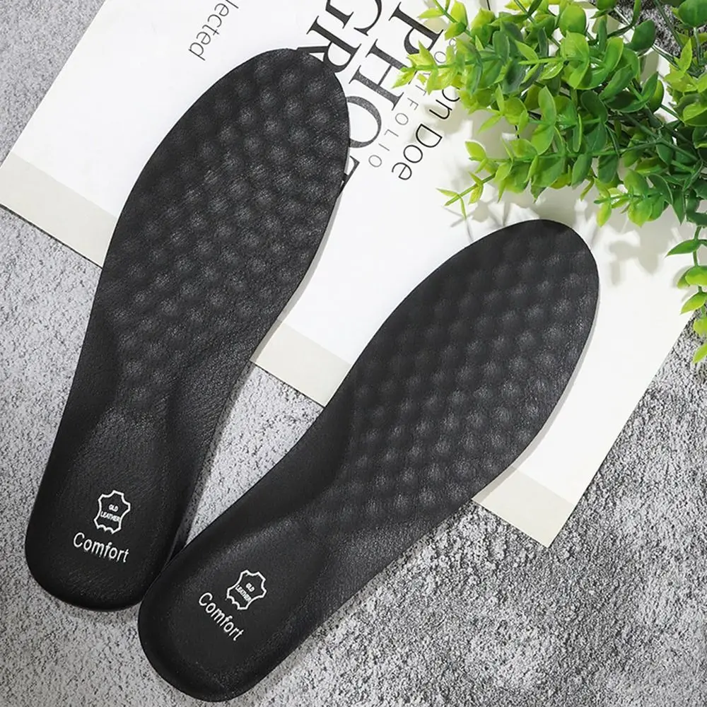 Arch Support Leather Shoe Insoles Shock-absorbing Running Shoe Insert Cowhide Shoe Sole Deodorization Leather Shoe Pad