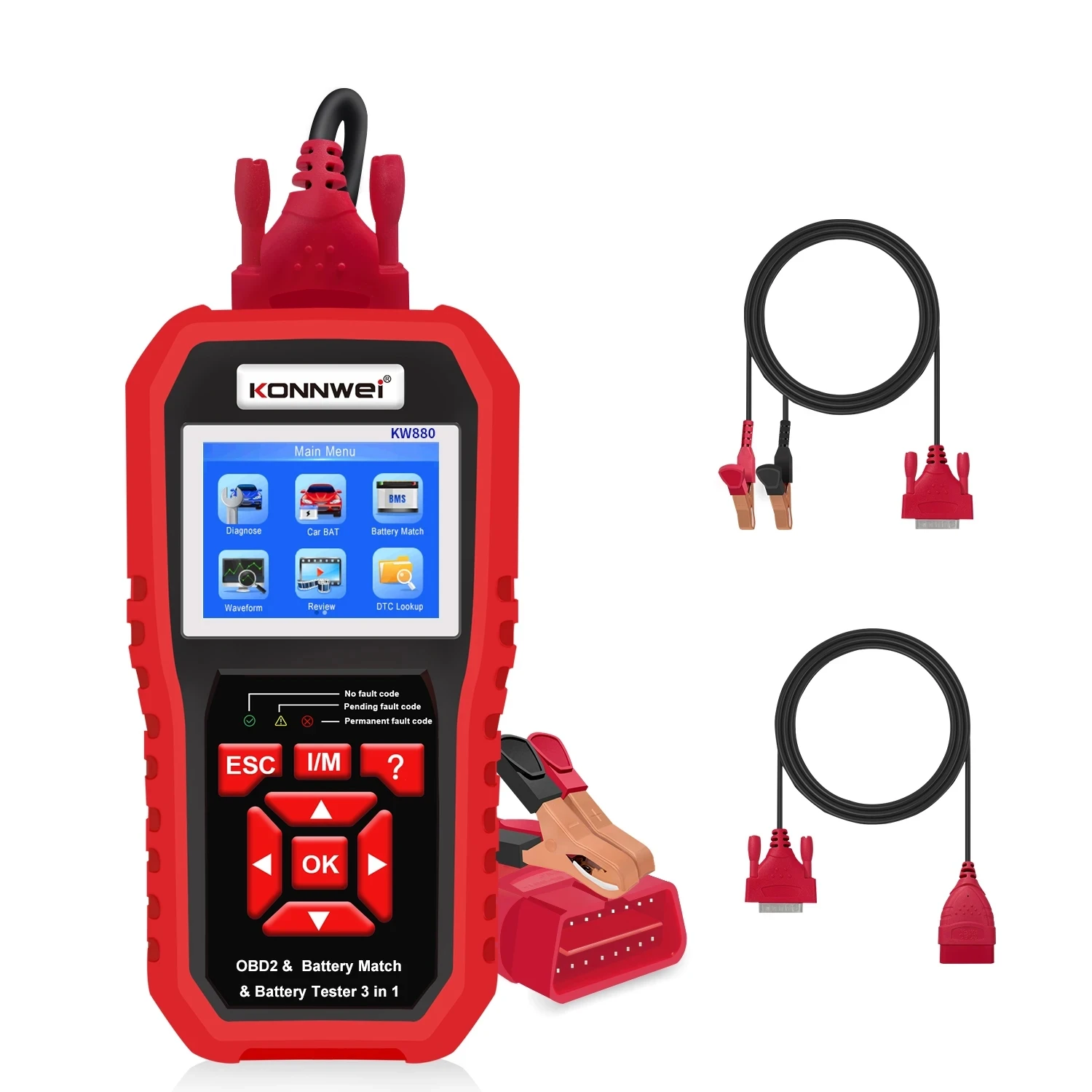 

Universal KONNWEI KW880 Car Battery Match Car OBDII Diagnostic Fault Scanner Battery Tester for 6V-12V Motorcycle Battery Test