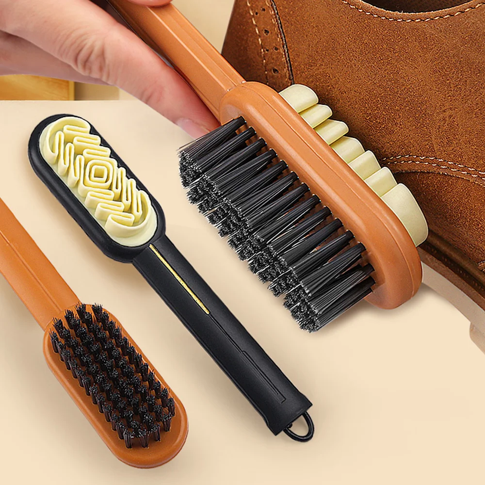 2 Sided Long Handle Suede Cleaning Brush Shoe Brush Sneakers Cleaner Shoes Stain Dust Boot Cleaner Stain Removal Rubber Brush