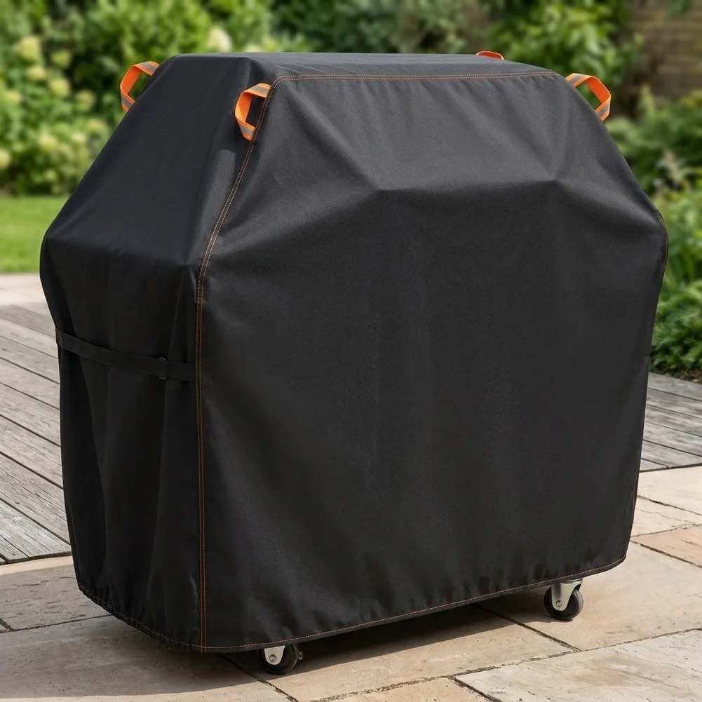 Grill Cover 22 x 28 x 5 in Black Oxford Fabric Windproof for BBQ Grills Fire Pits Outdoor Furniture Protection