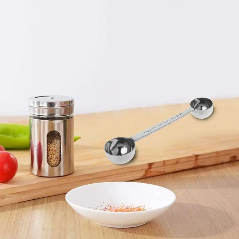 Cucchiaio dosatore in acciaio inox, cucchiaio da caffè a doppia estremità, 15 30