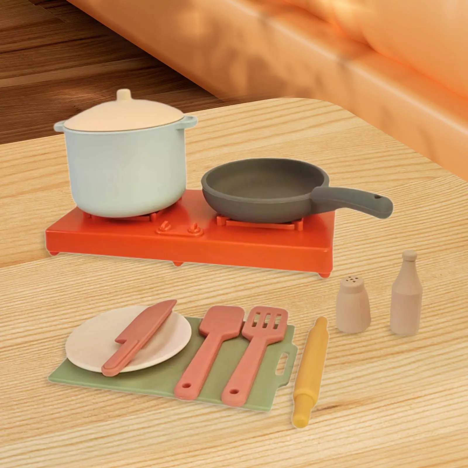 Miniature Simulation Kitchen Toy Pretend Play Kitchen Toys Cookware Utensils Toys Kitchen Cooking Pan Playset for Children Gift