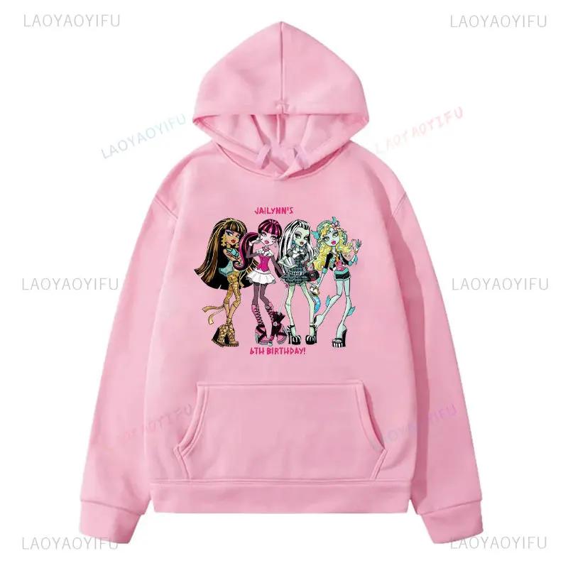 Monster High Ghouls Sweatshirt with Hood for Girls Sweatshirt with Cartoon Pattern Kawaii Casual Clothes for Women winter Hoodie