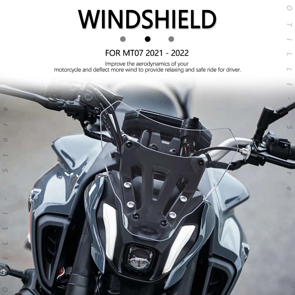 

New Air Wind Deflector + bracket 2021 2022 Motorcycle Windshield WindScreen Visor Viser Fits For Yamaha MT07 MT-07 MT 07