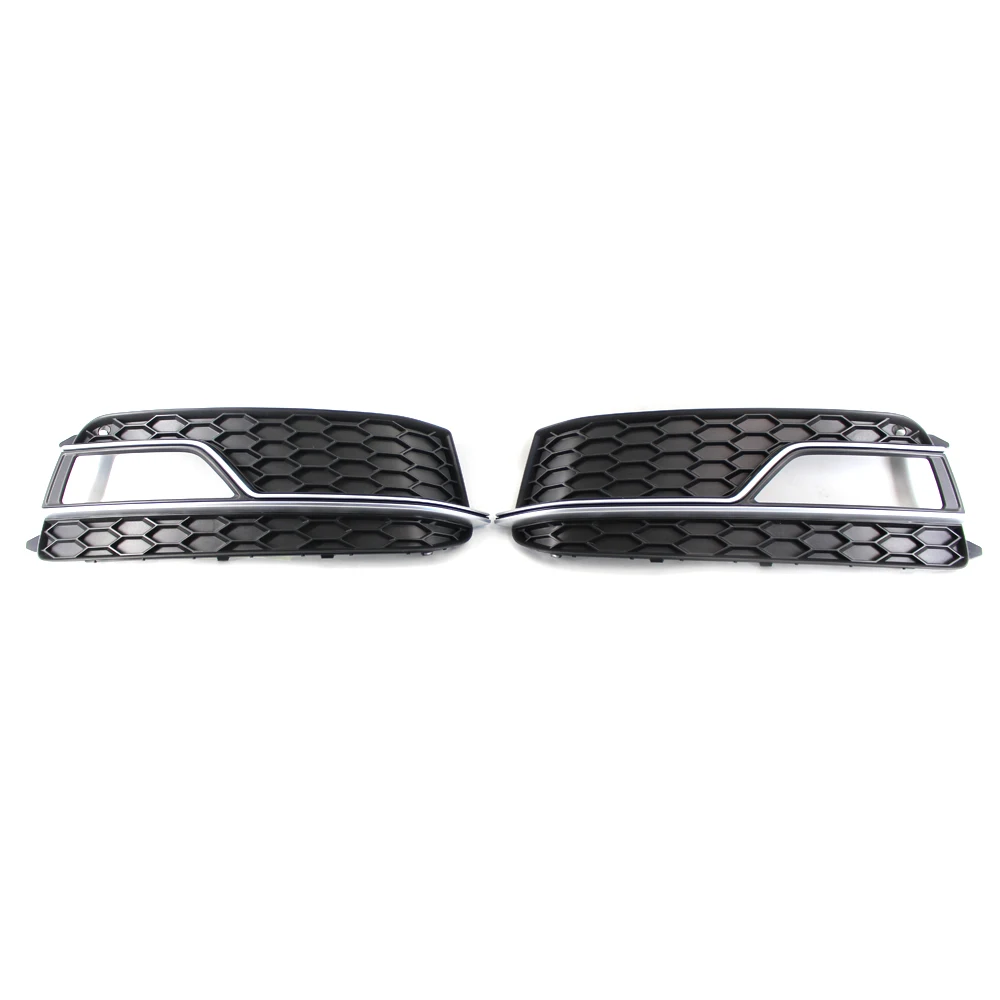 A Pair Front Bumper Honeycomb Fog Light Lamp Grille Chrome Grill Cover Fit for AUDI A5 Sline S5 2013-2017 8T0807681M