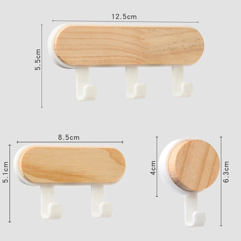 Solid Wood Hook Hole Free Wood Hook Door And Window Glued Clothes Kitchen Wall Household Key Hook