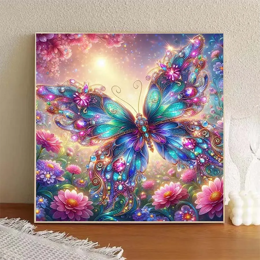 1 piece 5D DIY flocking cloth, special drill, diamond painting kit, butterfly, flower, pattern mosaic, diamond art view 3