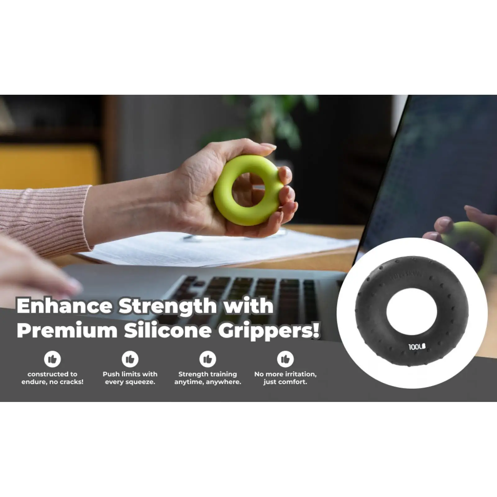 Finger Gripper Silicone Finger Exercise Tool Hand Strengthener Portable Grip Trainer for Wrist Forearm Workout