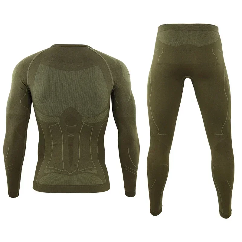 Warm Autumn Winter Long Sleeve Outdoor Thermal Underwear Set Fleece Slim Fit  Tactical Hiking Hunting Clothes Top + Pants