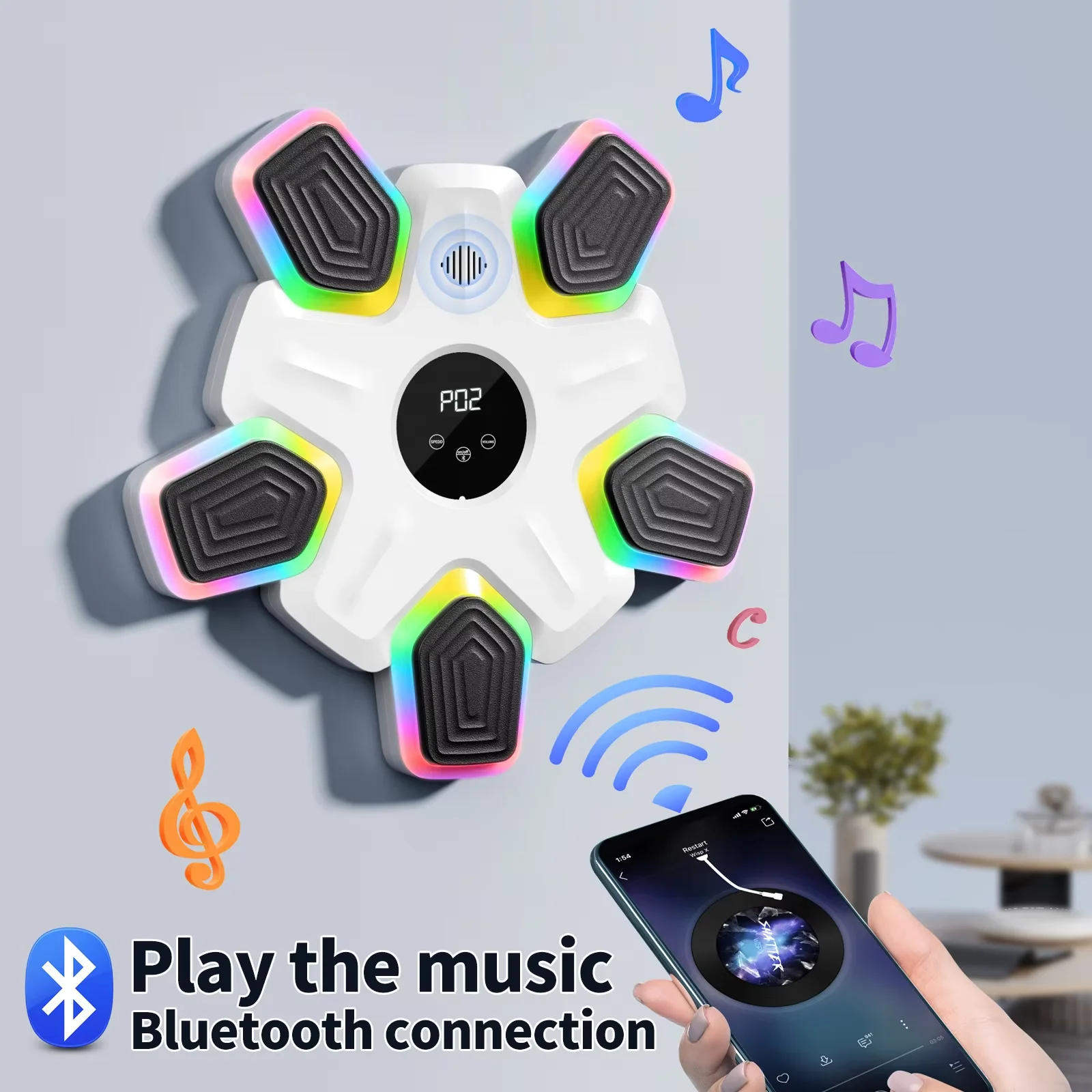 壁掛け式 家庭用 室内 スマート Bluetooth 音楽 ボクシング トレーナー ワークアウト パンチング ボクシング ターゲット