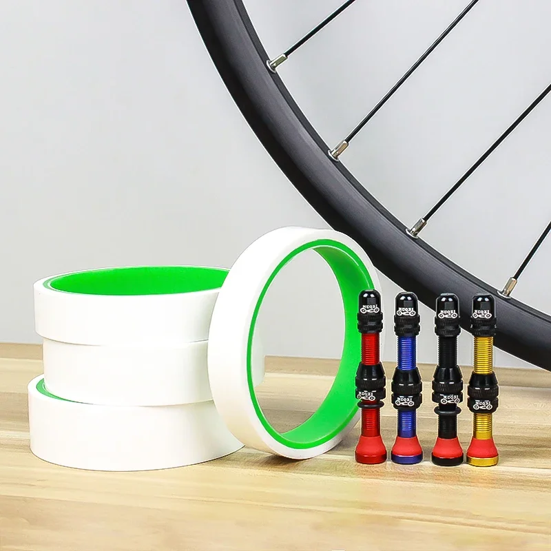 MUQZI Tubeless Rim Tape Kit With 40mm 60mm Schrader Valve Stem Width 16/18/21/23/25/27/29/31/33/35mm Length 10m Bike Tape