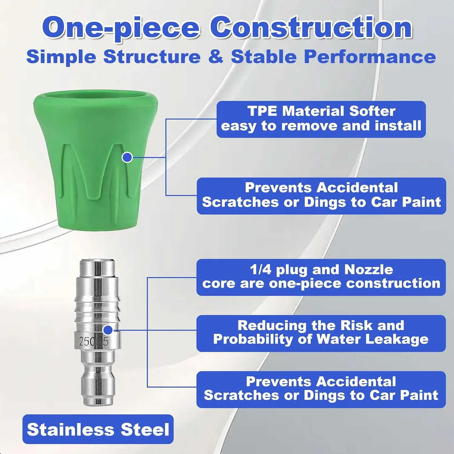 فوهة غسالة الضغط نصائح البخاخ النفاث مع غطاء حامي مطاطي مطور 1/4 "الاتصال السريع 035